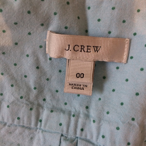 sale j crew sz00 lt blu blouse green dots - Picture 4 of 8